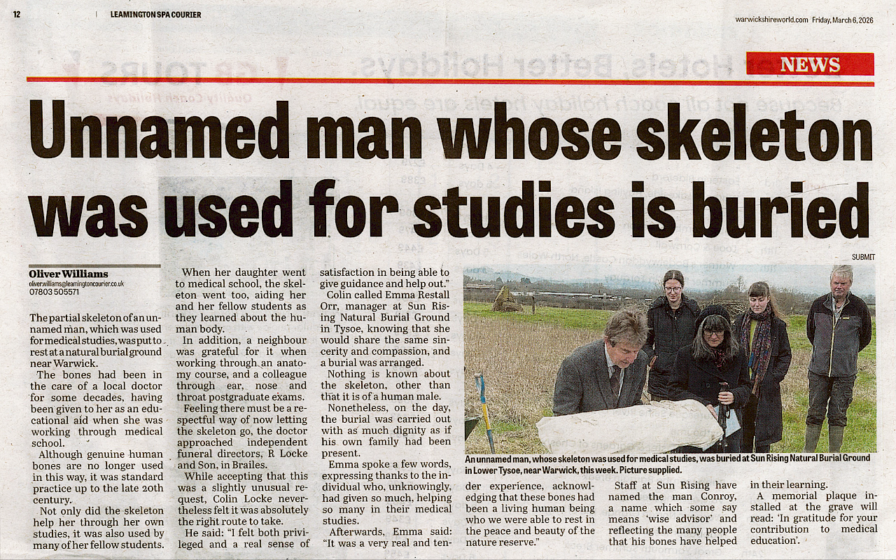 'Conroy' the unnamed skeleton laid to rest